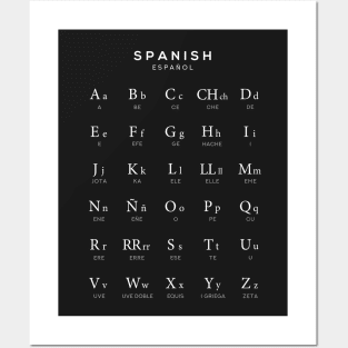 Spanish Alphabet Chart, Espanol Language Chart, Black Posters and Art